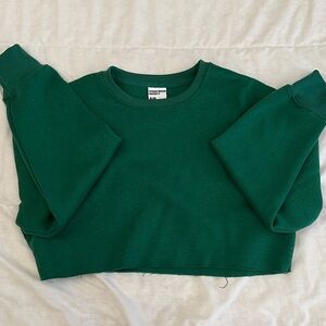 Streetwear Society Dark Green Cropped Crewneck Sweatshirt